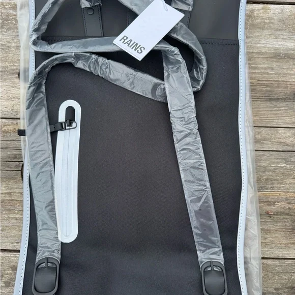 RAINS Reflective Black Backpack. MSRP $110